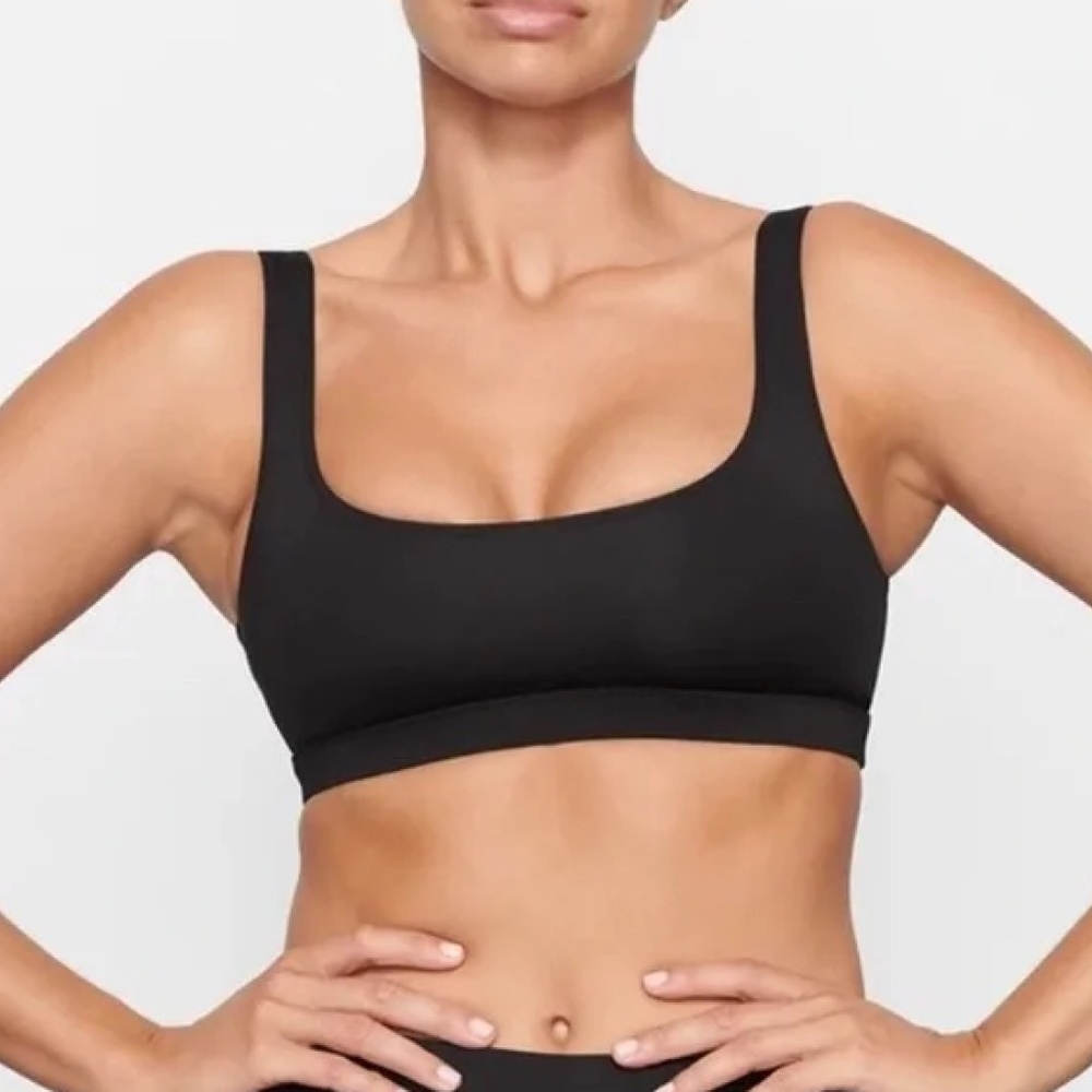 SKIMS Scoop Tank Bikini Swim Top Black Onyx 3X NWT